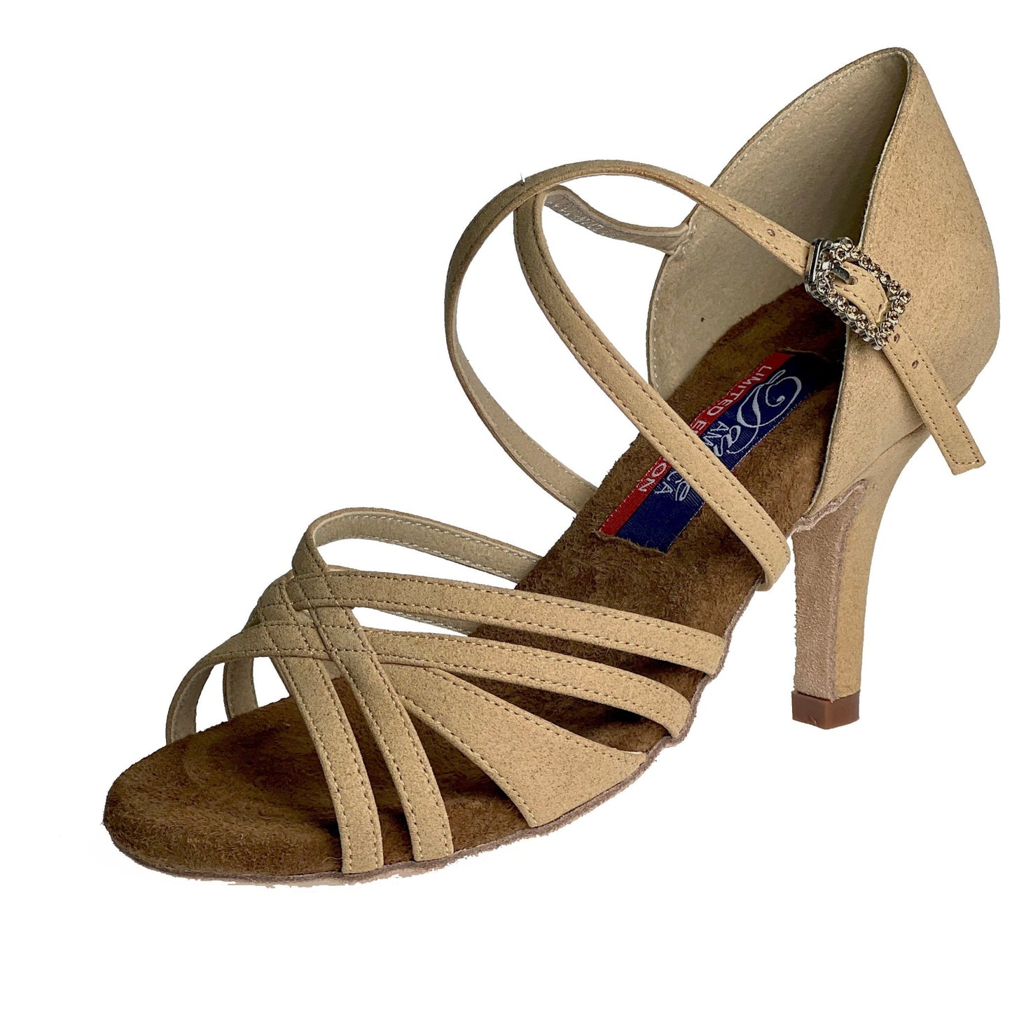 Side view of Vegas tan microfiber men’s ballroom dance shoe