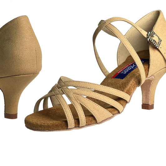 Side view of Vegas tan microfiber men’s ballroom dance shoe