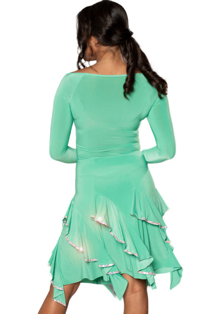 Experience elegance and sparkle in our S221 Coquette Stone Skirt! The perfect mid length skirt for any occasion, adorned with rhinestone layers that add a touch of glamour. Make a statement and shine bright in this stunning piece. green