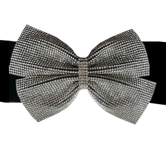 B006 - RHINESTONE OFFSET BOW ELASTIC BELT