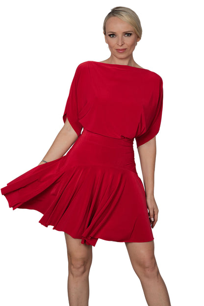 D2401 Simple Short Dress is perfect for dancing with its wide, moving skirt and sexy back slit. The top offers a touch of edge to this otherwise elegant ensemble. Get ready to turn heads on the dance floor with this versatile and stylish dress. Pictured in red