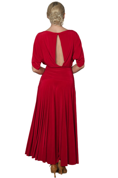 Expertly crafted for the ballroom, the D2402 Simple Long Dress offers a loose top design and a stylish slit in the back for maximum comfort and mobility. Perfect for dancers looking for a simple yet elegant look. Pictured in Red