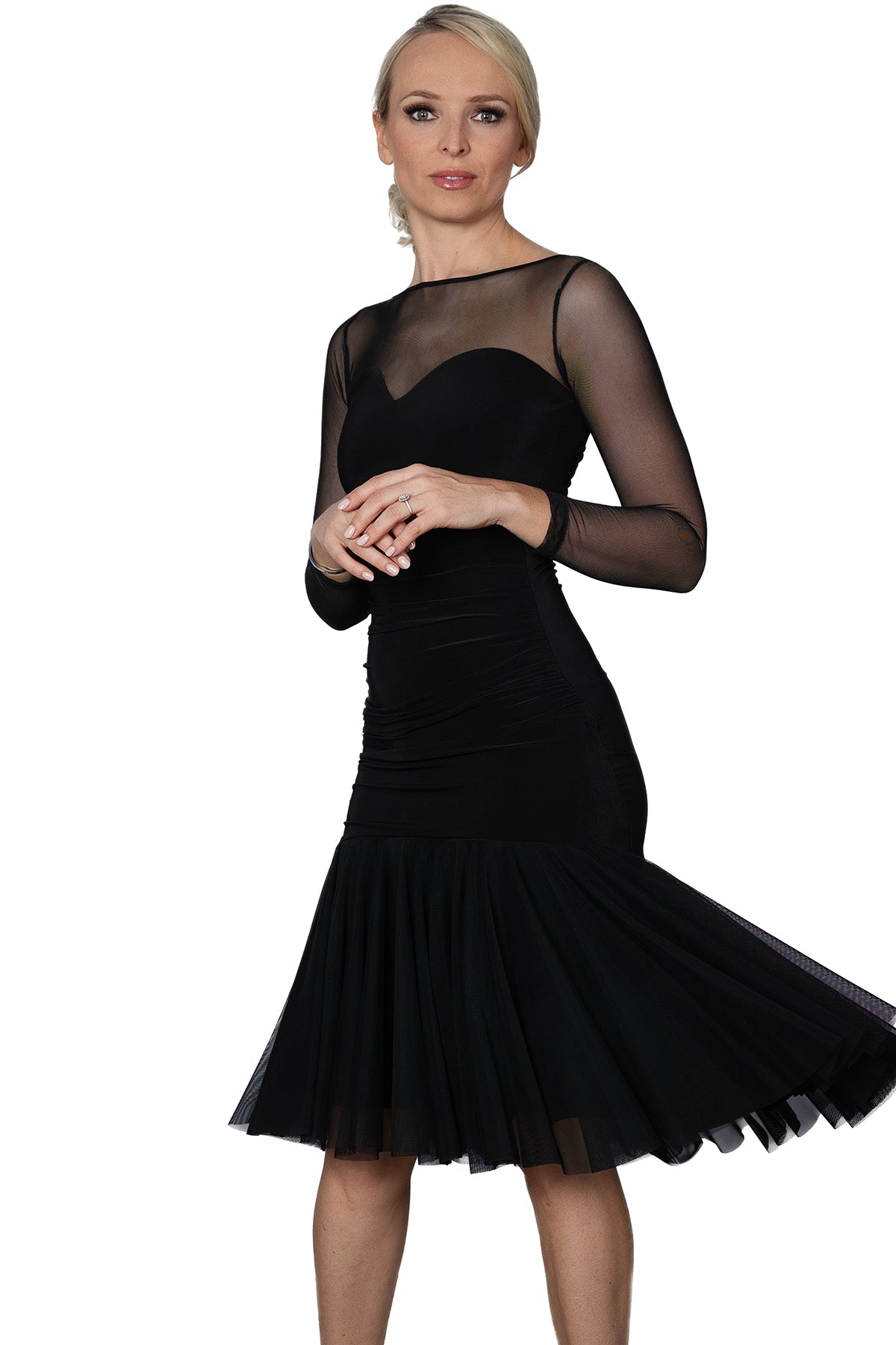 D205 Short Ruched Sweetheart Dress  Unleash your inner goddess in our D205 Short Ruched Sweetheart Dress! This stunning dress features multiple full circles of power mesh fabric for incredible movement. Its short, ruched design and sweetheart neckline will make you feel confident and beautiful. Own the room with this dress!black