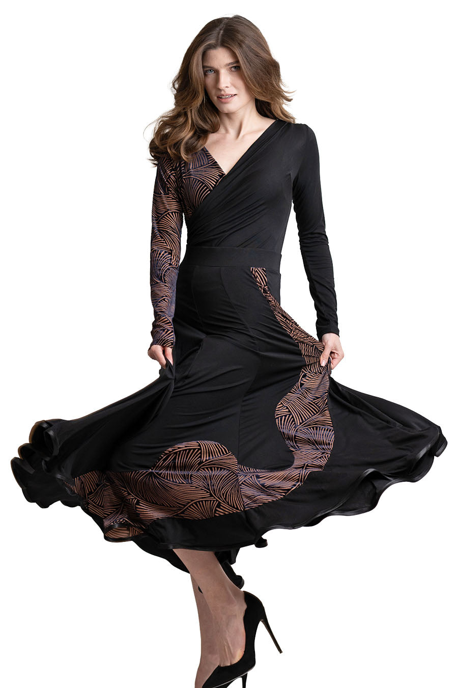  Long Skirt with Waterfall Insert out of our signature fabric