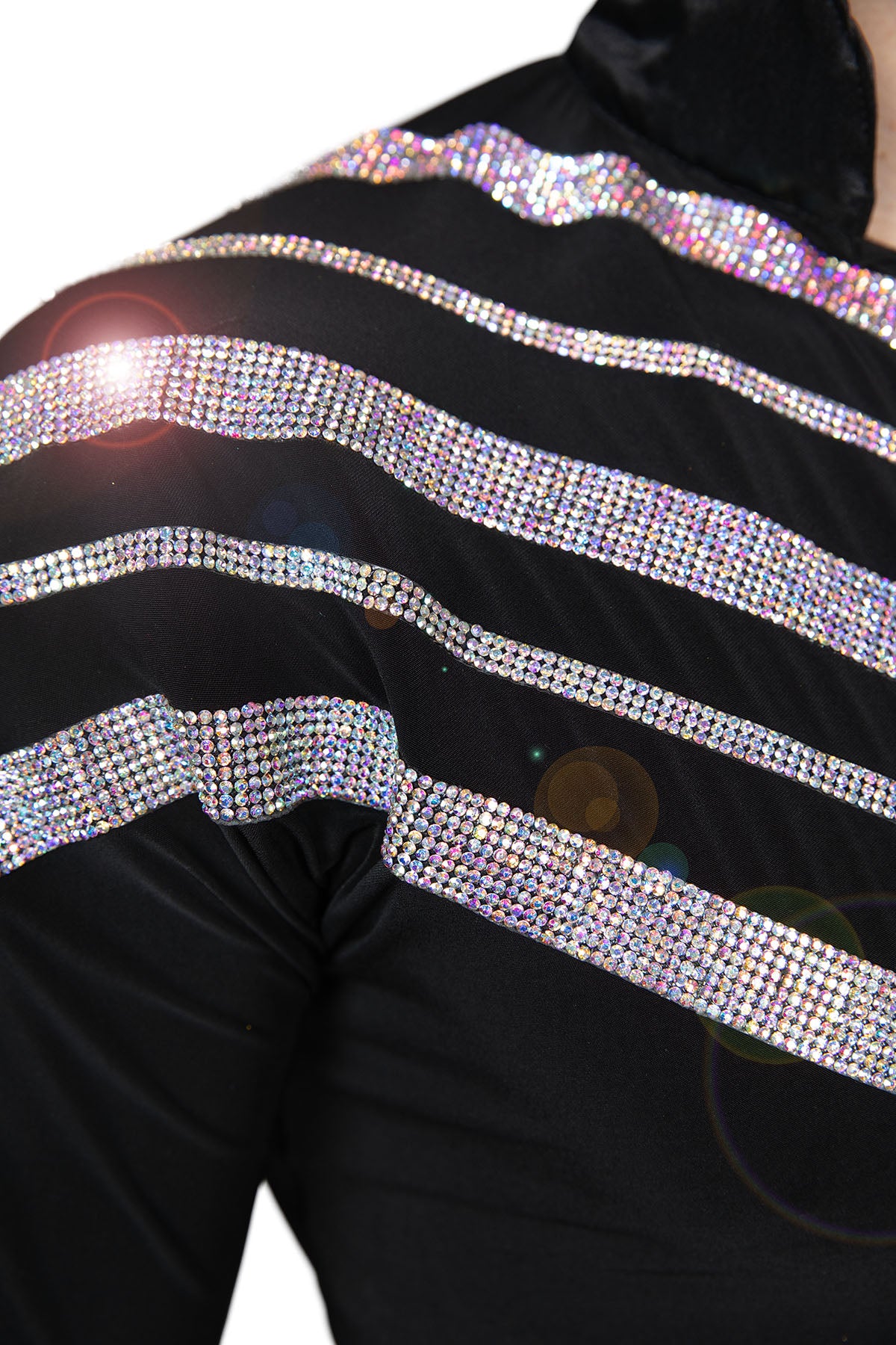 Step into the spotlight with our MS43 Diagonal Rhinestone Shirt w/Trunks! Thousands of little rhinestones will make you shine and stand out in any crowd. Trust us, you'll be the star of the show! detail