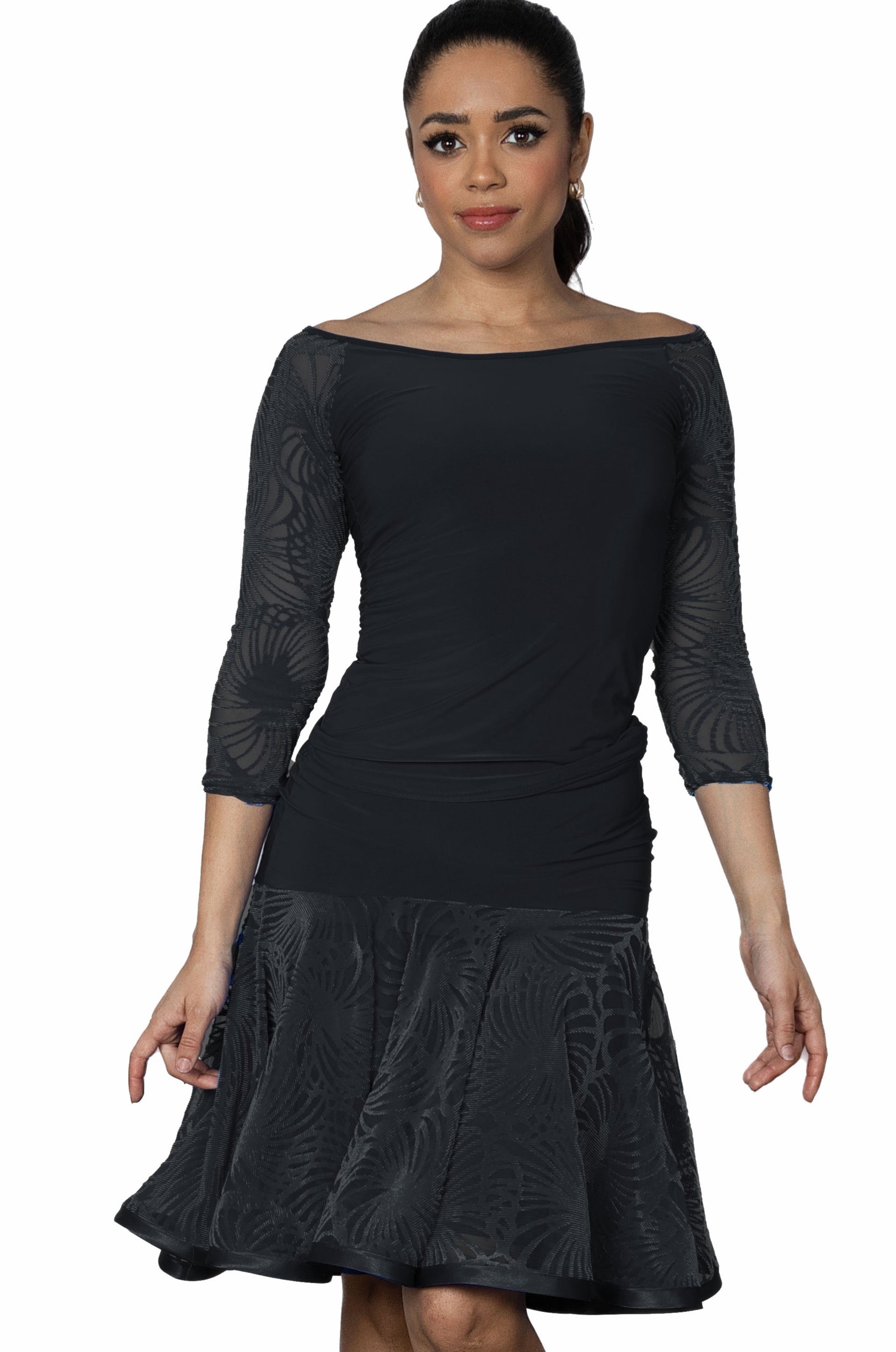 S2420 Short Velvet Burnout Skirt  Spice up your wardrobe with our S2420 Short Velvet Burnout Skirt! Made from luxurious velvet, this skirt features a unique burnout design that adds texture and depth to any outfit. Perfect for adding a touch of playful charm to any look. Black