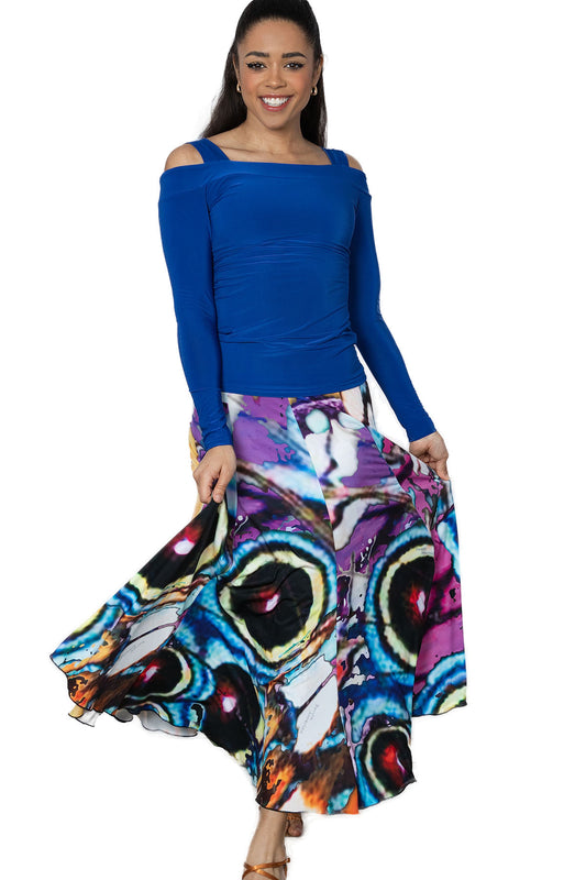 S2405 8 Panel Simple Skirt  Get ready to dance the night away in the S2405 8 Panel Simple Skirt! This perfect long ballroom skirt features 8 panels for maximum movement and flow. With its simple design, it's the perfect addition to any dance outfit. Step onto the dance floor and turn heads in this must-have skirt. Print