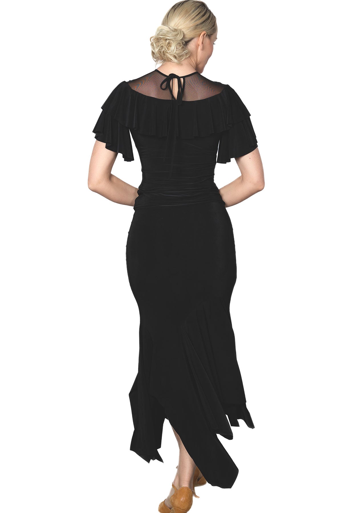 S2410 Bell Carillon Skirt  Get that long and slim look with the S2410 Bell Carillon Skirt! Perfect for Latin or Rhythm Dancing, this slim flair skirt will have you dancing all night. No need to take yourself too seriously with this cute and playful skirt! Black