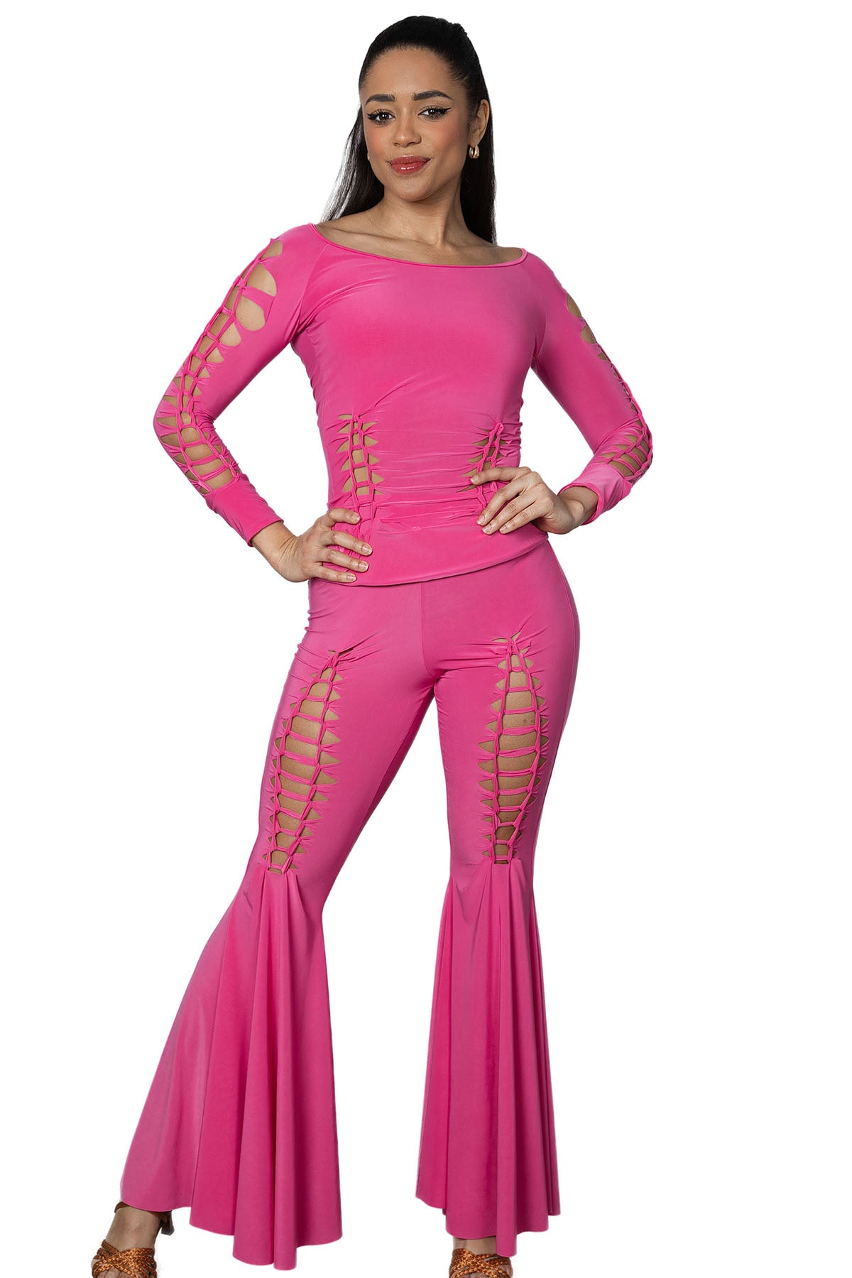 P2404 Crochet Bell Bottom Pant  Introducing the P2404 Crochet Bell Bottom Pant - the perfect blend of style and comfort! These pants feature a unique crochet design and a trendy bell bottom cut. Rock them at any occasion for a quirky and stylish look. Pink