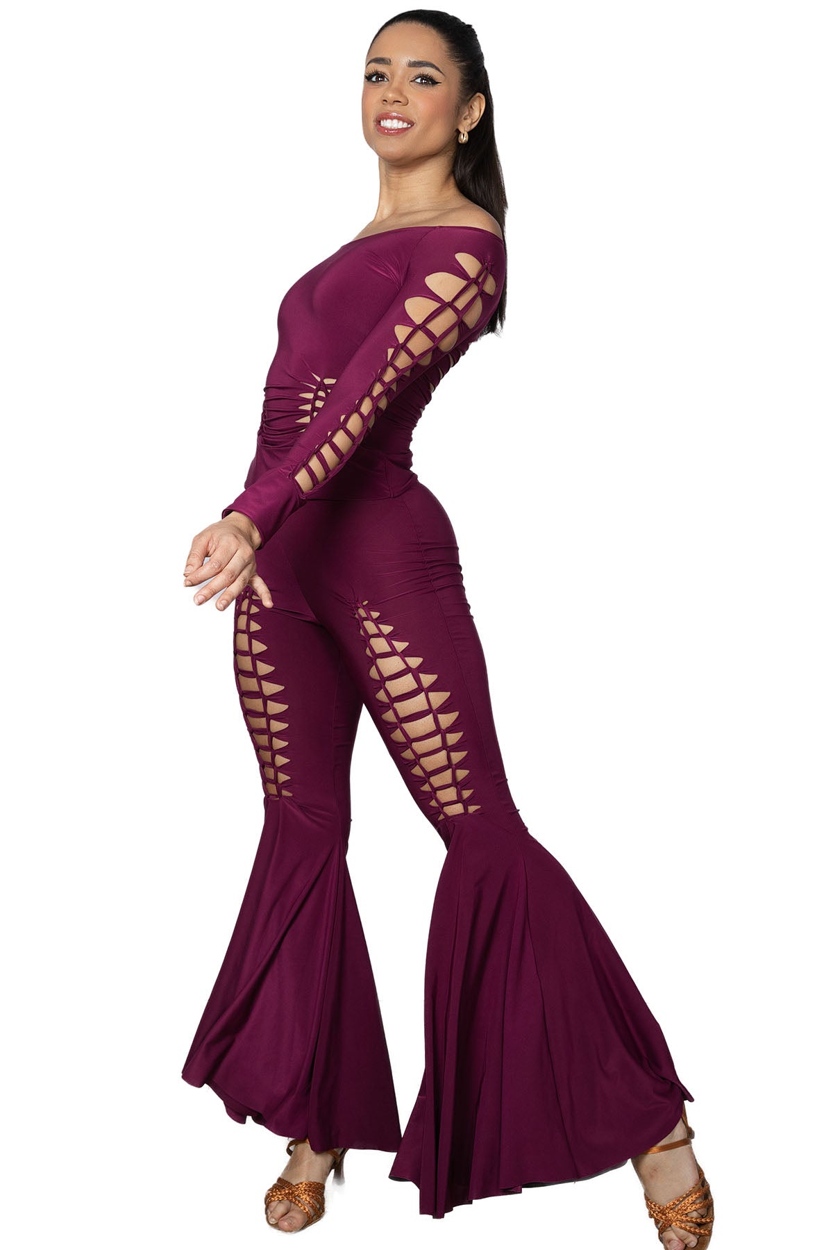 P2404 Crochet Bell Bottom Pant  Introducing the P2404 Crochet Bell Bottom Pant - the perfect blend of style and comfort! These pants feature a unique crochet design and a trendy bell bottom cut. Rock them at any occasion for a quirky and stylish look. Wine