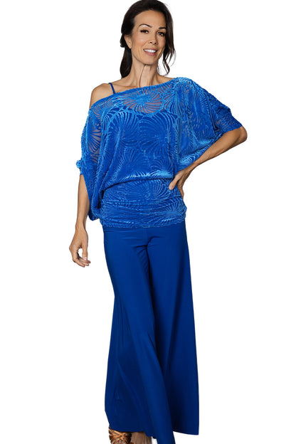 P2402 Palazzo Pants  Introducing our P2402 Palazzo Pants, perfect for both Latin and Ballroom Dancing practice! These comfy and stylish pants provide the ultimate comfort while you perfect your dance moves. Step up your practice game with our Palazzo Pants! Blue