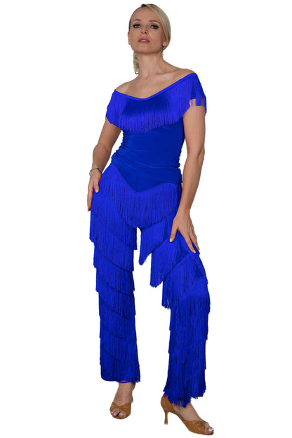 P2410 Full Fringe Pants  Unleash your inner dancing diva with P2410 Full Fringe Pants! These stretchy pants are covered in 6 inches of dense fringe, amplifying your every move on the dance floor. Get ready to twirl, shimmy, and shake in style! Blue