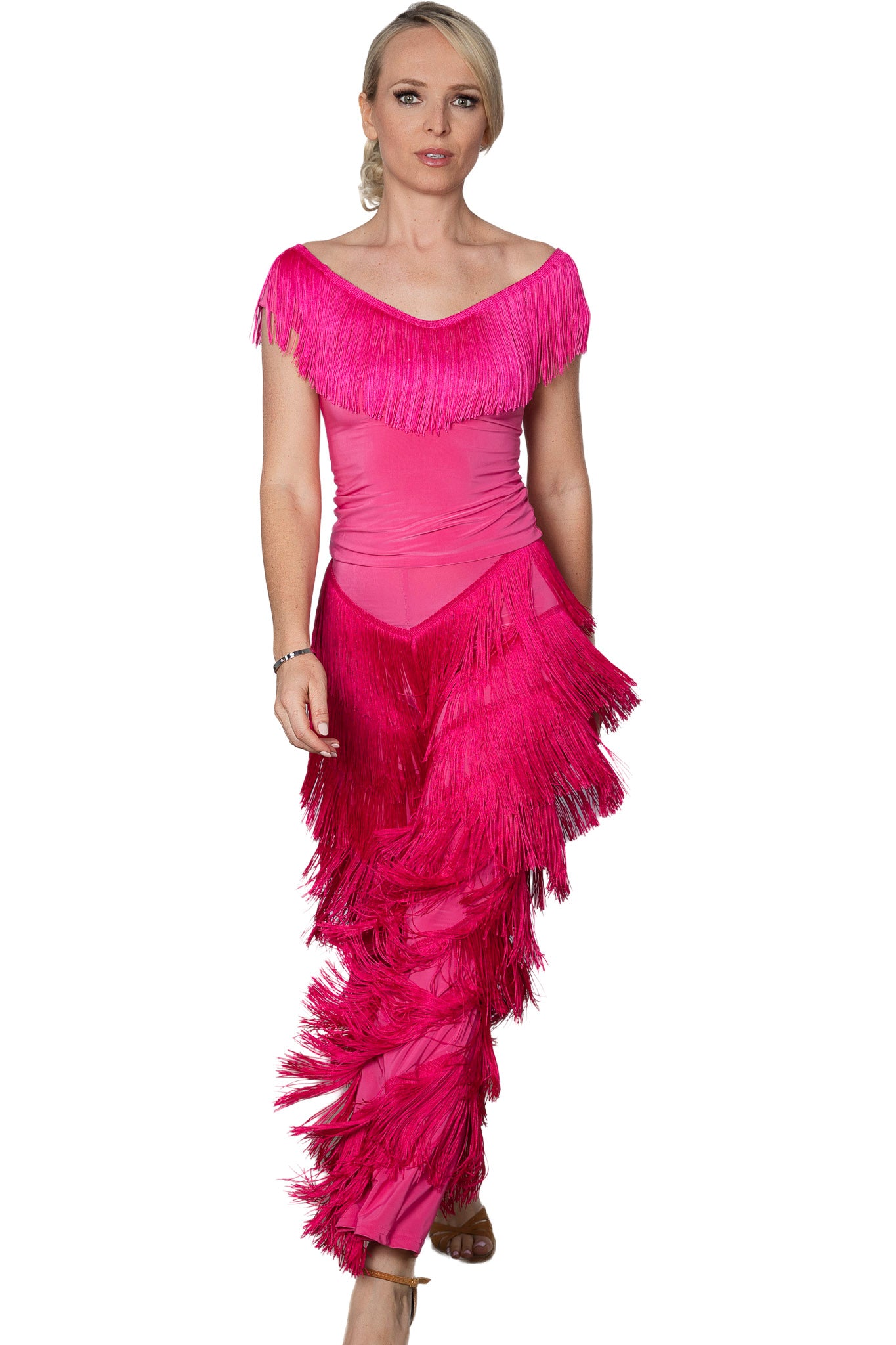 P2410 Full Fringe Pants  Unleash your inner dancing diva with P2410 Full Fringe Pants! These stretchy pants are covered in 6 inches of dense fringe, amplifying your every move on the dance floor. Get ready to twirl, shimmy, and shake in style! Pink