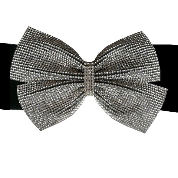 B006 - RHINESTONE OFFSET BOW ELASTIC BELT - Dance America