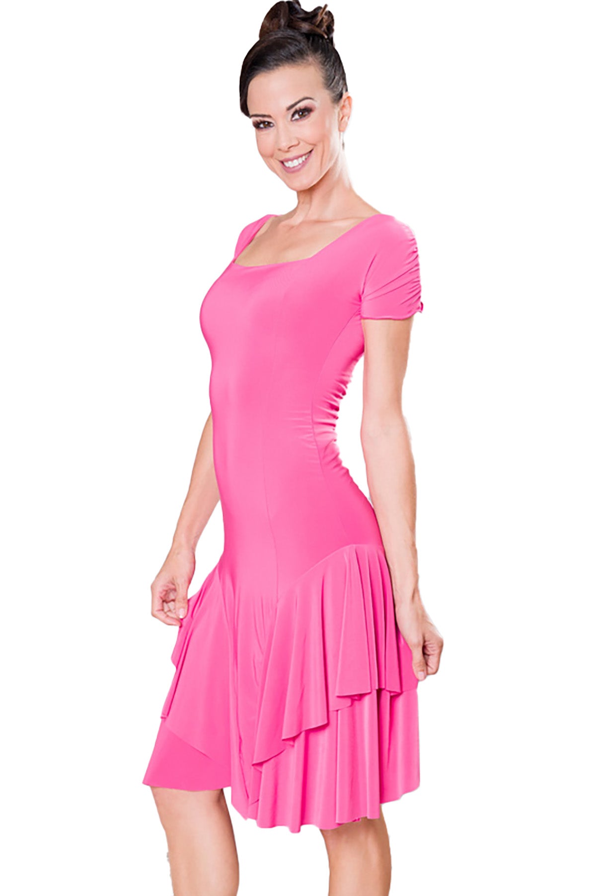 This short cap sleeve princess dress exudes timeless elegance and sophistication. The delicate cap sleeves add a touch of femininity, making it perfect for any special occasion. The tailored fit flatters the figure, enhancing its overall beauty. A must-have for those seeking a pretty, yet refined look. pink