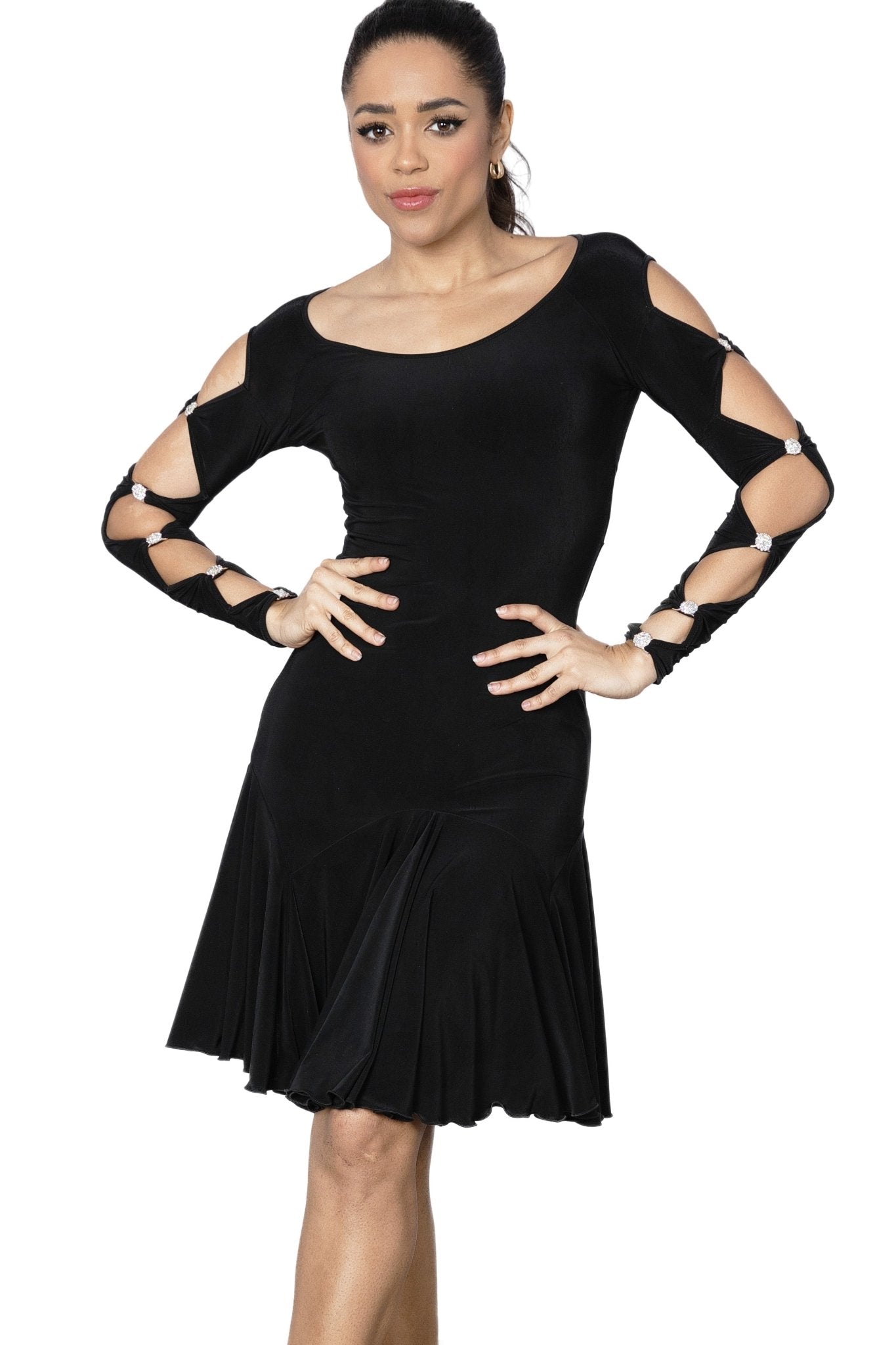 Short Rhinestone Embellished Lattice Dress | Dance America Short Rhinestone Embellished Lattice Dress | Dance America