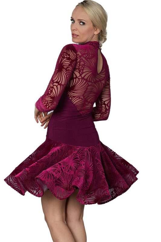 D2410 Short Velvet Burnout Gown - Dance America