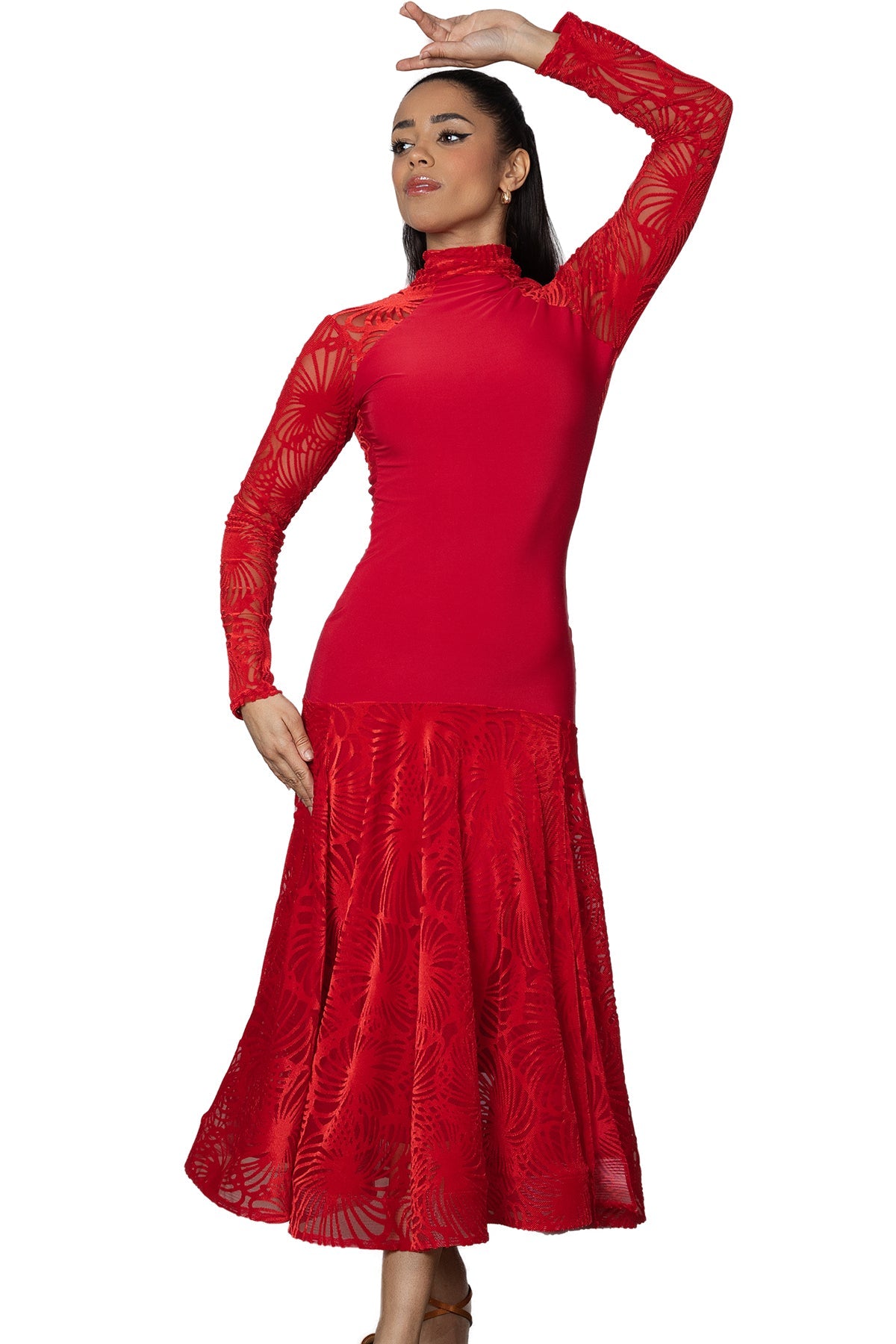 D2411 Long Velvet Burnout Gown - Dance America