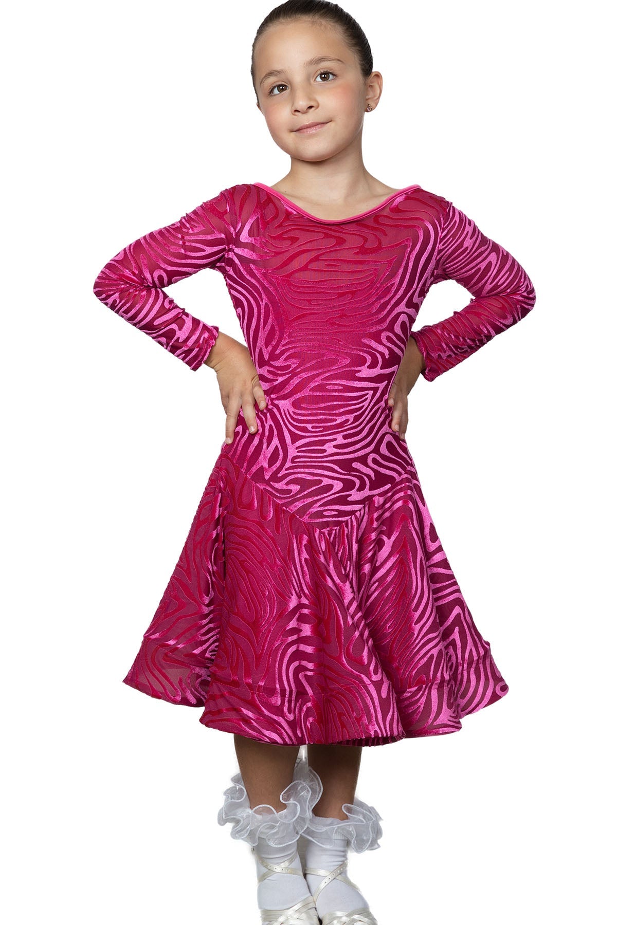 JR-D1V Girls Velvet Latin Dress for Dancers | Dance America JR-D1V Girls Velvet Latin Dress for Dancers | Dance America