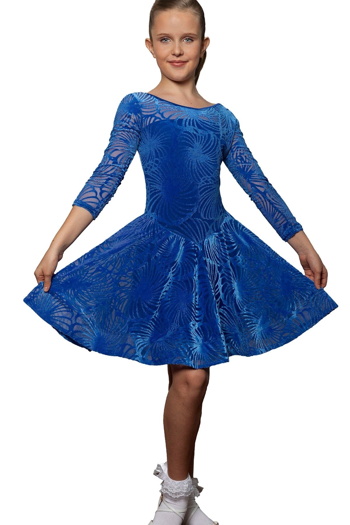 JR-D1V Girls Velvet Latin Dress for Dancers | Dance America JR-D1V Girls Velvet Latin Dress for Dancers | Dance America