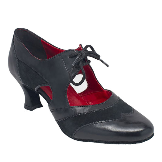 The Lorna Lee practice shoe offers a unique combination of style and functionality. Designed and worn by renowned teacher and choreographer Lorna Lee, it features a rounded and spacious toe shape, gel foam padding for added comfort, and an elasticated band for extra security. The sports-grade heel support and anti-slide suede heel tips ensure a stable and confident dance experience.