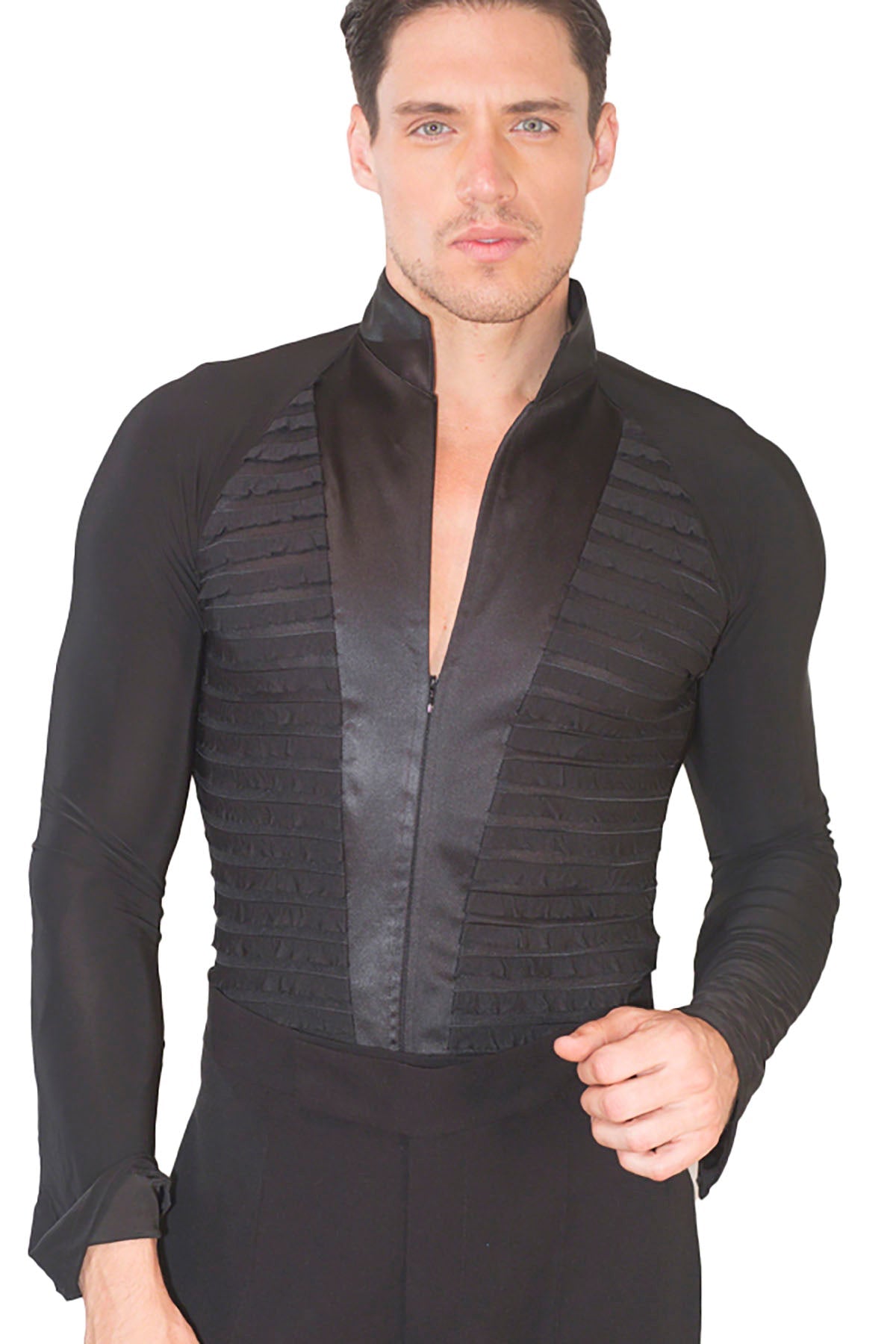 men's dress shirts with high collars High Collar White Shirt 4 Men Buttonless Black Collar Cuff Cotton Tall Open Neck