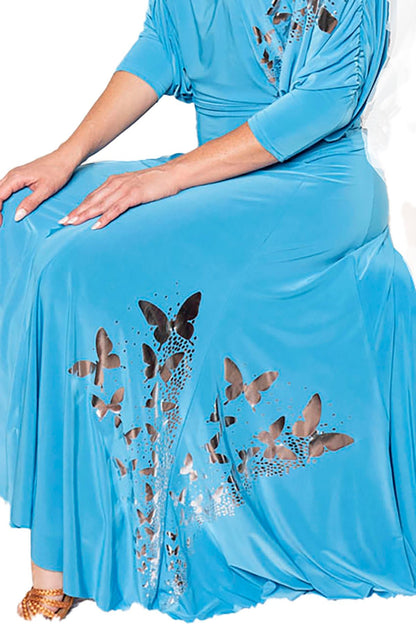 S205 SB 8 Panel Simple Skirt with Silver Butterfly - Dance America