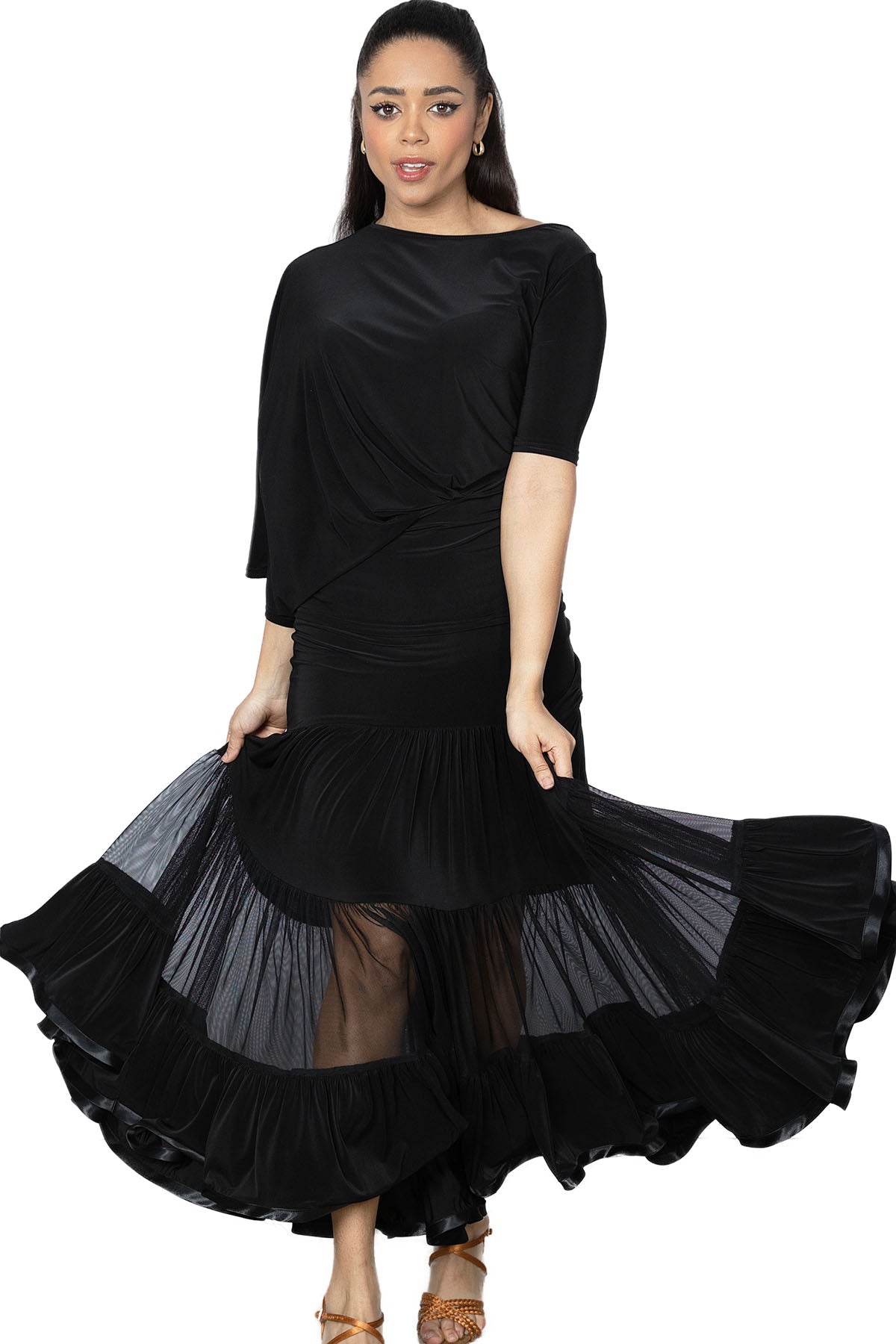 S2412 Long 3 Tiered Ruffle Skirt - Dance America