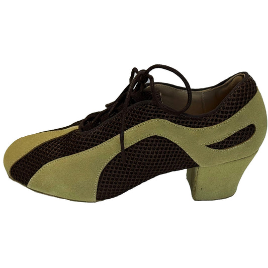 Sierra women’s tan satin ballroom dance shoe by Dance America