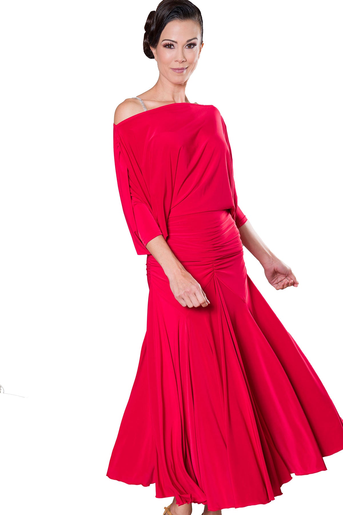 S2401 Long Tulip Skirt  Step onto the dance floor in style with our S2401 Long Tulip Skirt! This best-selling ballroom practice wear skirt features a flattering gathered saddle that looks great on all sizes. And with its double circle fullness, you'll be moving like mad all night lon Red