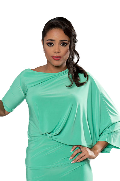 Experience comfort and style with our T208 Asymmetrical Bloused Top! Perfect for dancing and everyday wear, this top boasts a unique asymmetric design that adds a touch of flair to any outfit. Made with soft, breathable fabric, it will keep you comfortable and looking your best all day long! green