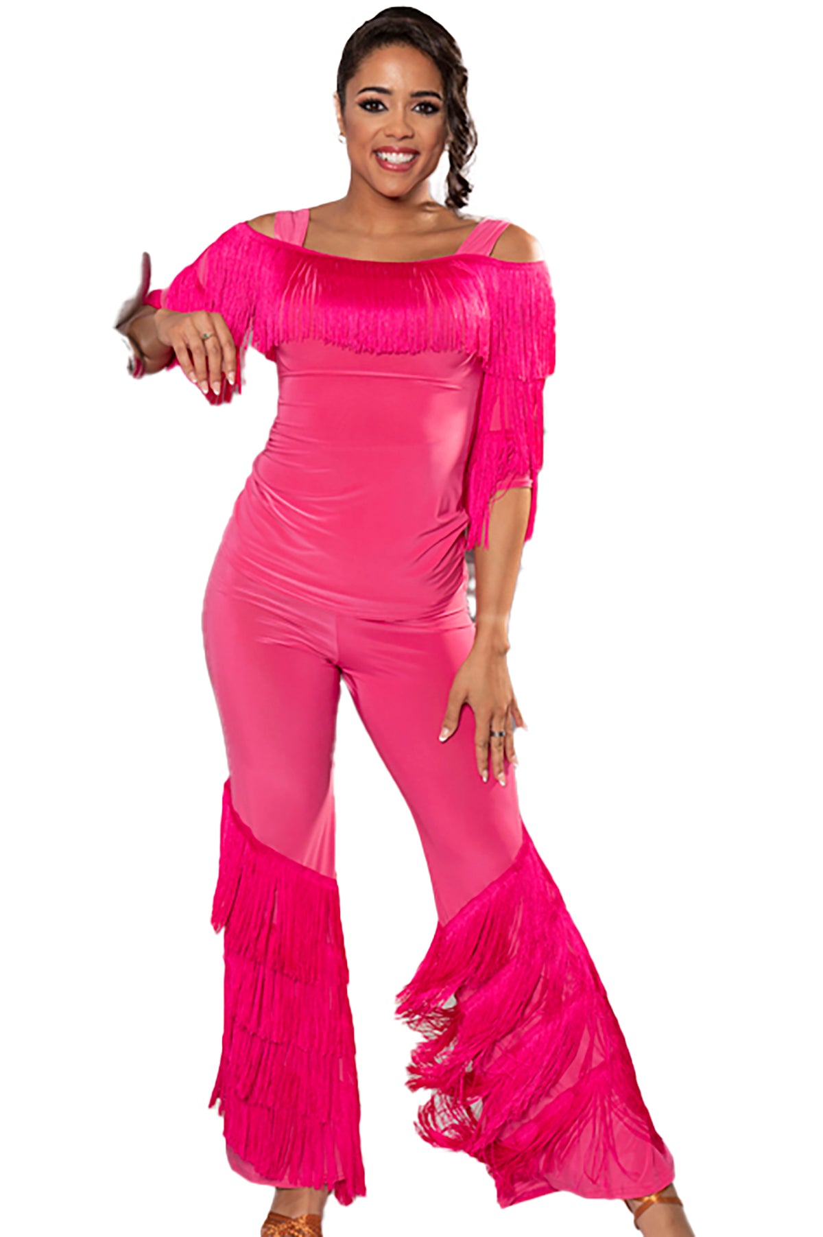 Transform your wardrobe with our P204 Diagonal Fringe Pants! These pants are perfect for adding a touch of fun and flair to any outfit. The unique diagonal fringe design adds movement and texture, making these pants a must-have for any fashion lover. pink