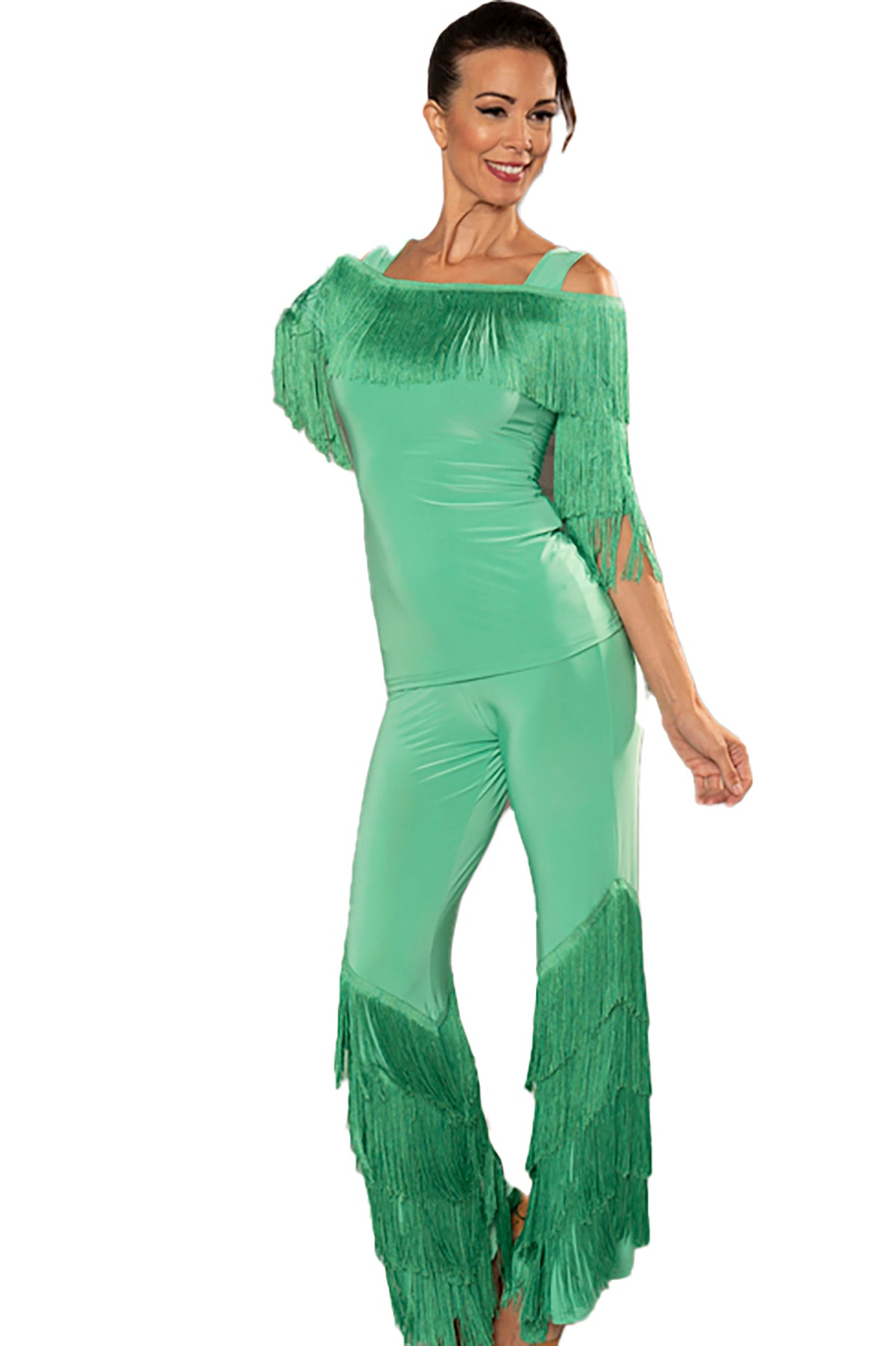 Transform your wardrobe with our P204 Diagonal Fringe Pants! These pants are perfect for adding a touch of fun and flair to any outfit. The unique diagonal fringe design adds movement and texture, making these pants a must-have for any fashion lover. green