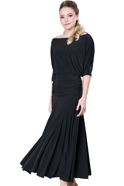 S2401 Long Tulip Skirt  Step onto the dance floor in style with our S2401 Long Tulip Skirt! This best-selling ballroom practice wear skirt features a flattering gathered saddle that looks great on all sizes. And with its double circle fullness, you'll be moving like mad all night lon Black