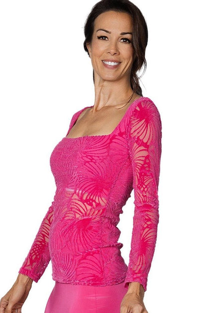 T2420 Square Neck Burnout Velvet Top - Dance America