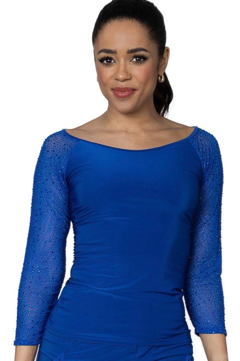 T2432 T-Shirt Top with Rhinestone Sleeves - Dance America