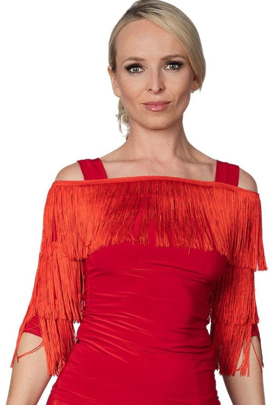 T2440 Cold Shoulder Fringe Top - Dance America