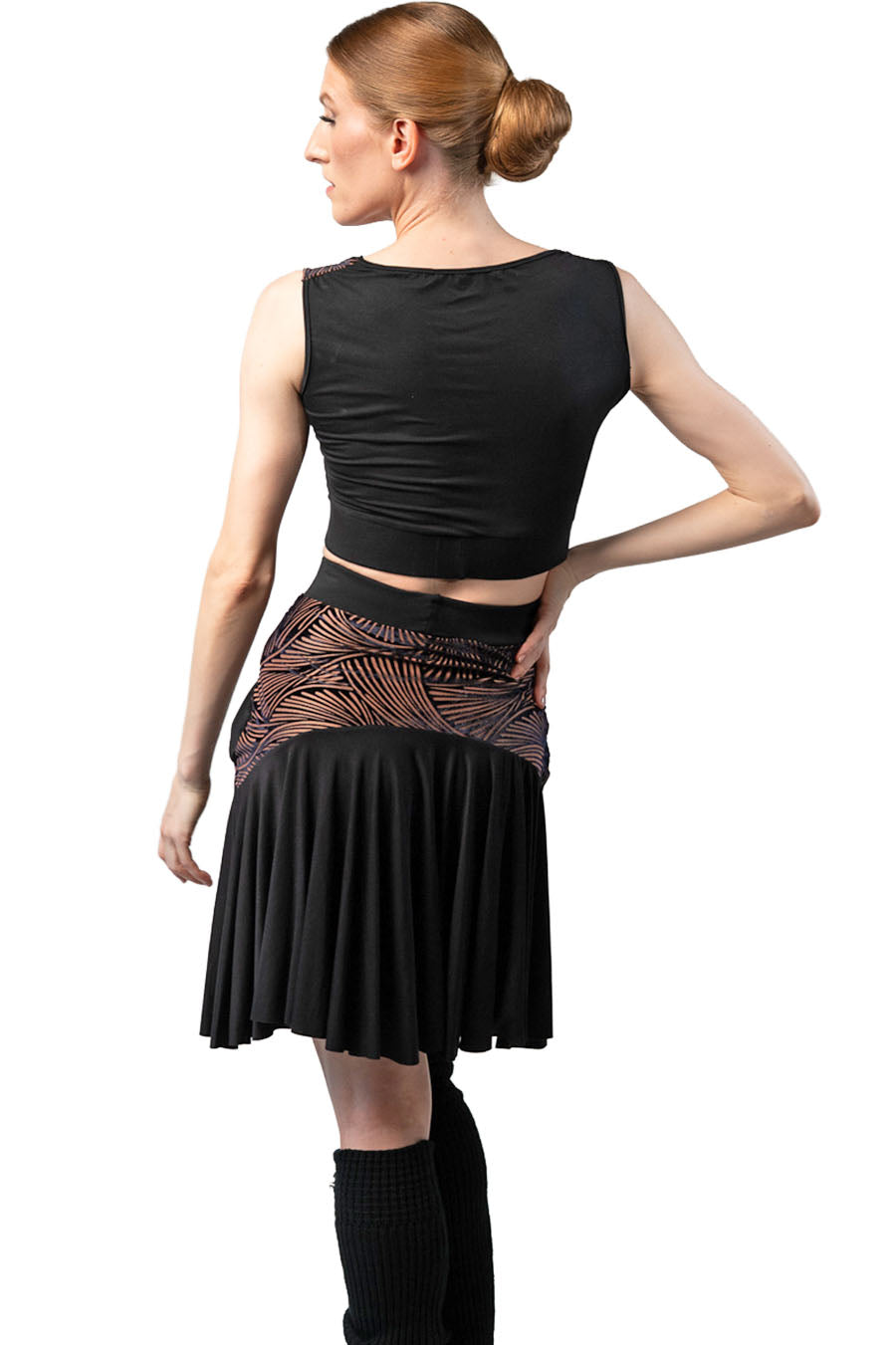 Square Neck crop top with light and shade signature fabric from back