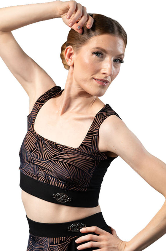 Square Neck crop top with light and shade signature fabric