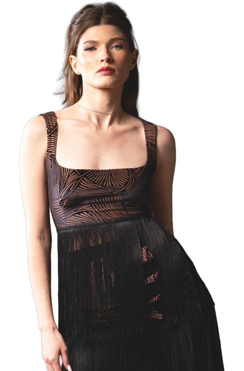 T2502 FringeLuxe Square‑Neck Crop Top - Dance America