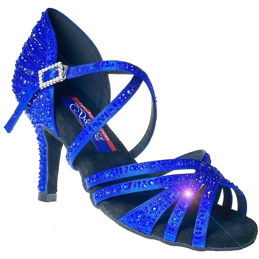 Vegas Blue Satin with Rhinestones - Dance America