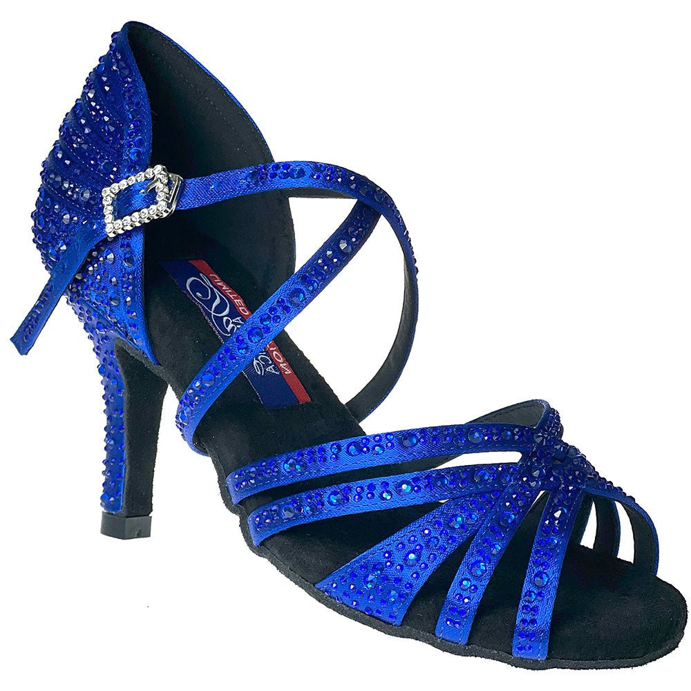 Vegas Blue Satin with Rhinestones - Dance America