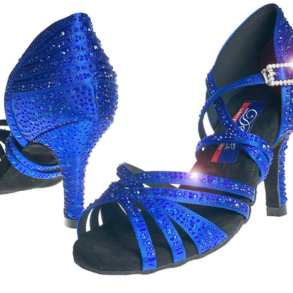 Vegas Blue Satin with Rhinestones - Dance America