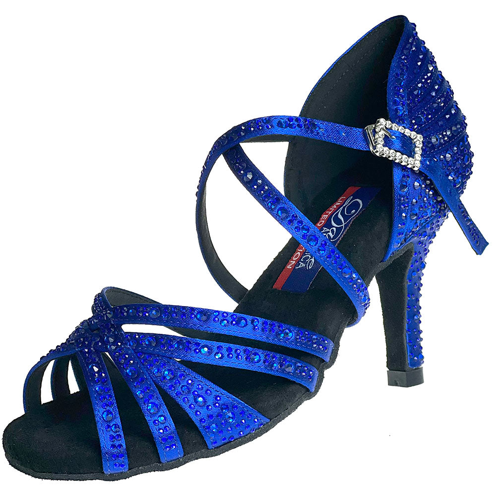 Vegas Blue Satin with Rhinestones