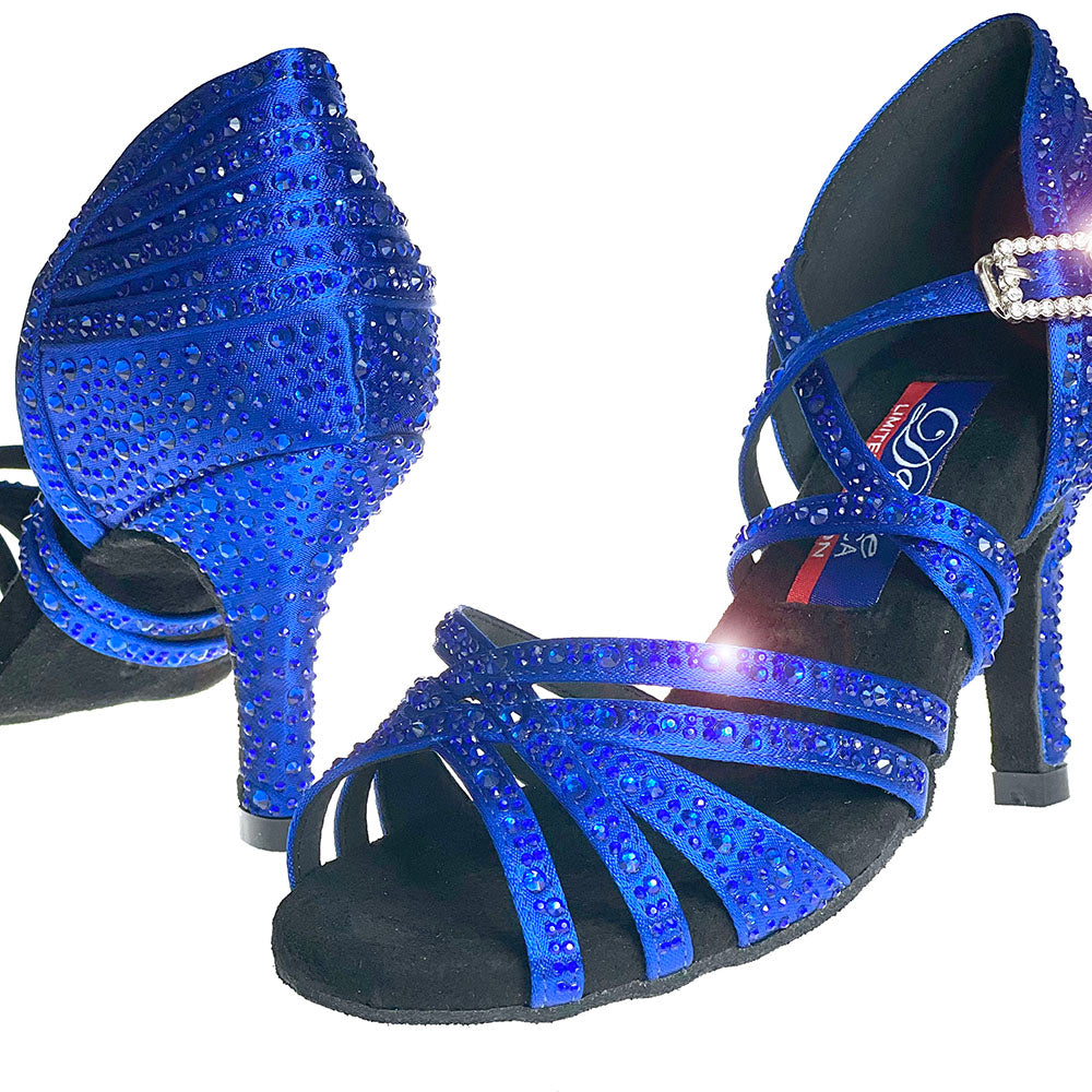 Vegas Blue Satin with Rhinestones